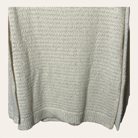 1240. NORDSTROM SIGNATURE CASHMERE/ALPACA/WOOL SWEATER SIZE SMALL CREAM/SEQUINS - Picture 9 of 10
